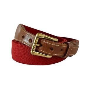 Dooney & Bourke Vintage Leather Red Wool Surcingle Belt Size 38